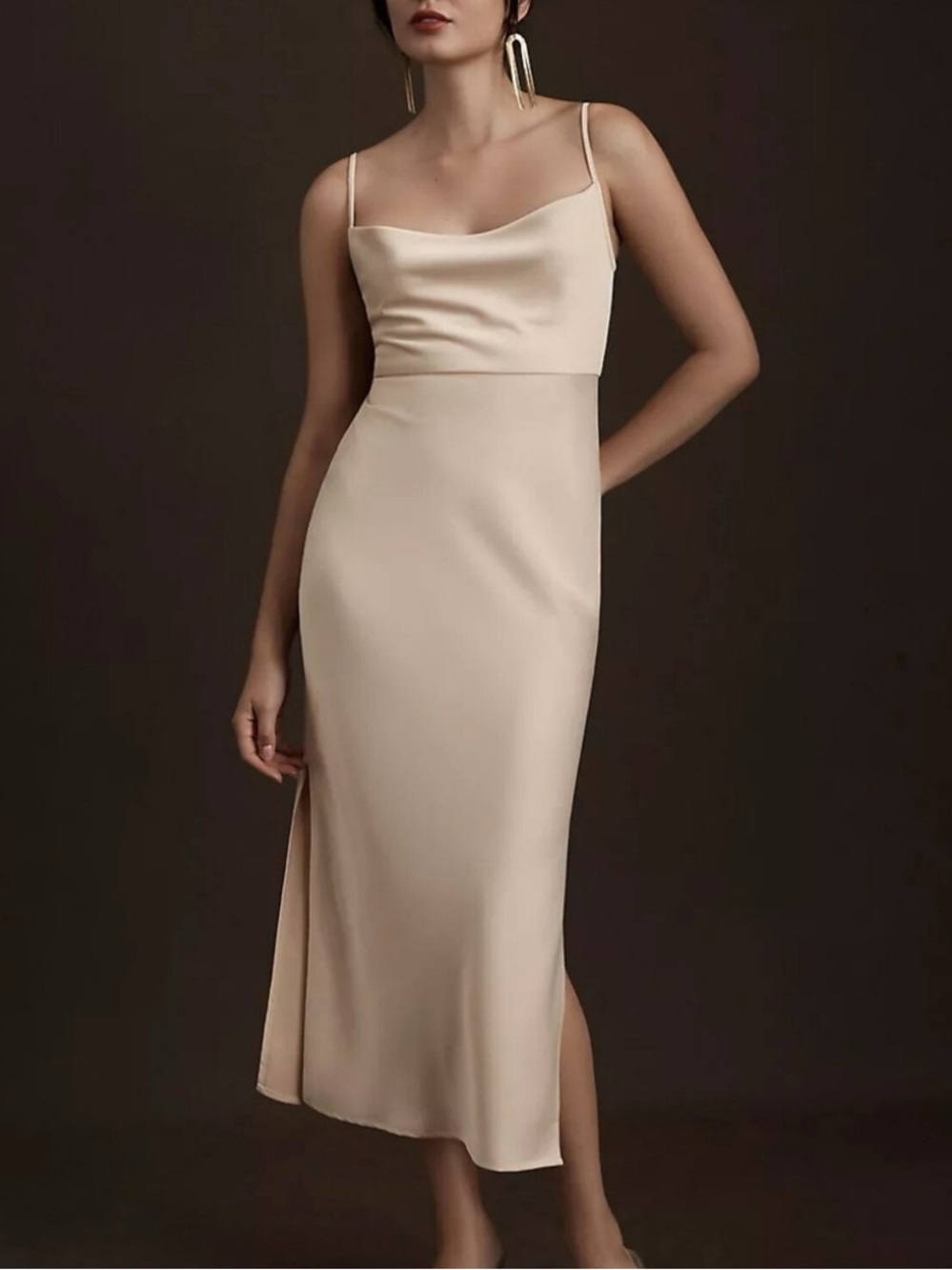 BHLDN Blush Pink Slip Midi Dress